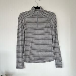Smartwool Grey Striped Merino Wool Quarter Zip Sweater